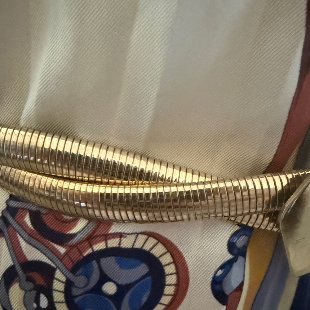 Rare 1980s twisted snake chain Gold Metal Belt with Decorative brass Buckle - Picture 2 of 8